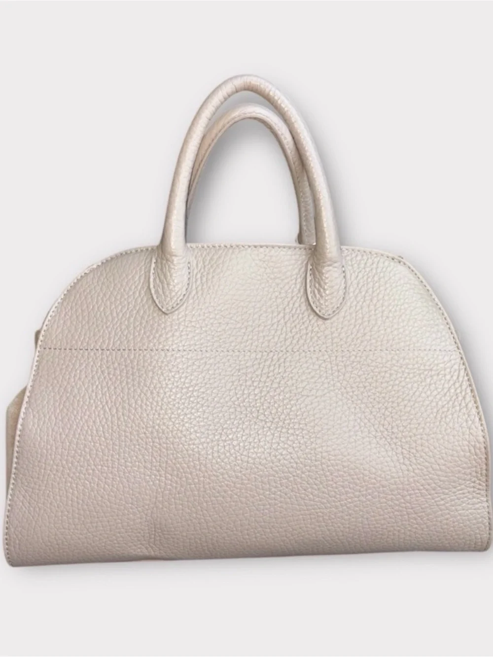 Anna Paola Italian Leather Satchel Tote -large tan / bone